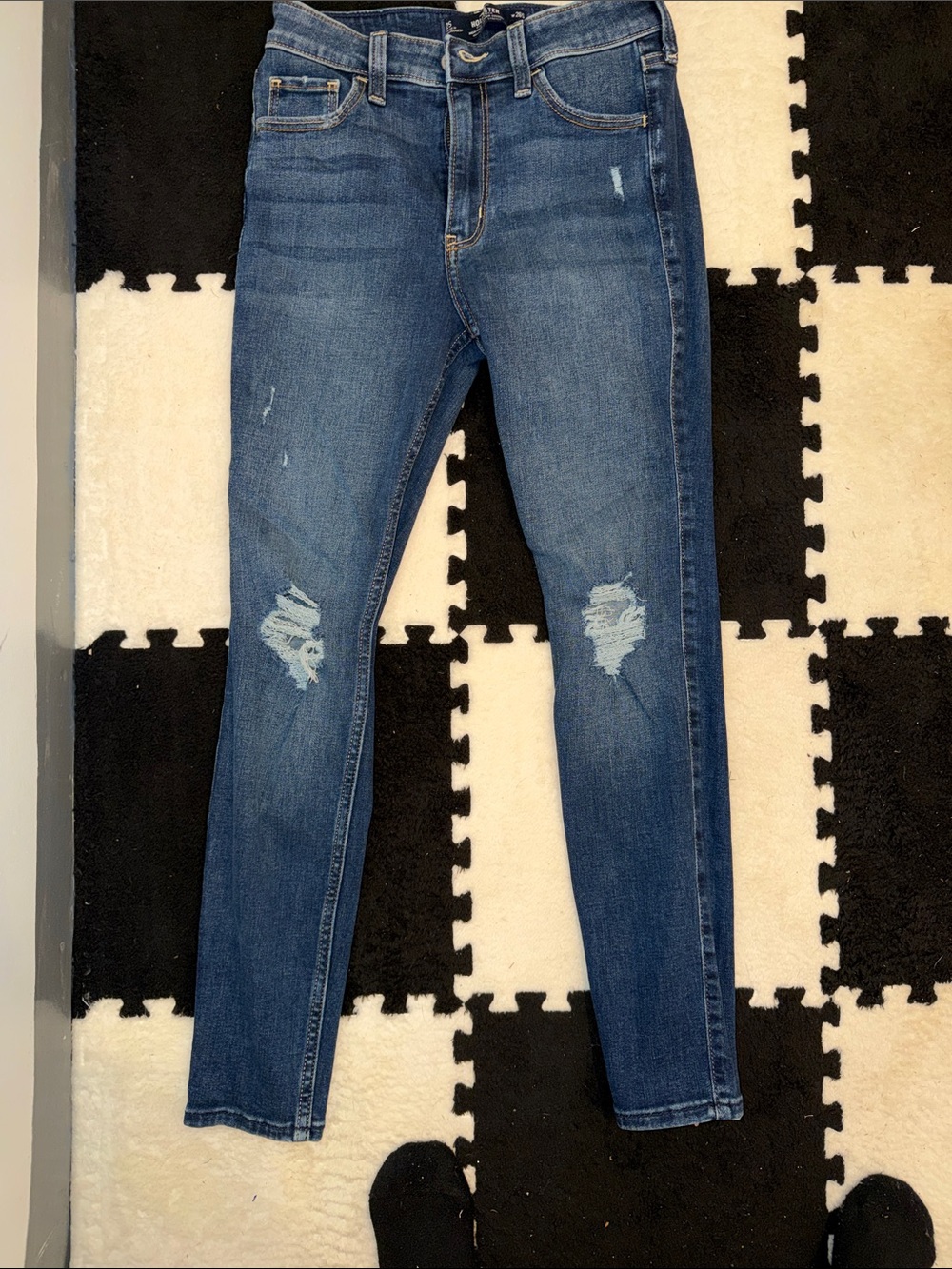 Hollister Dark Blue Distressed Skinny Jeans